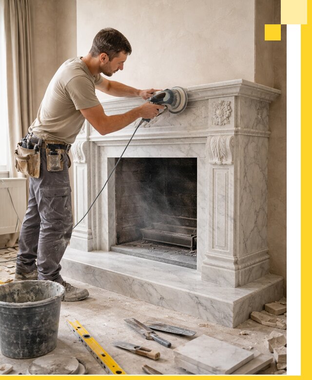 Изготовление и установка мраморных каминов в Грозном под ключ