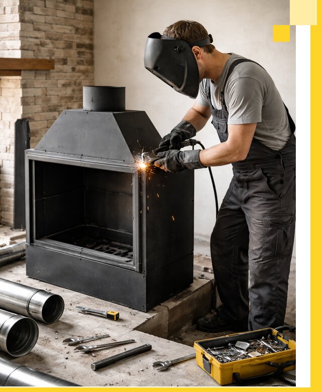 Продажа и установка металлических каминов в Грозном под ключ