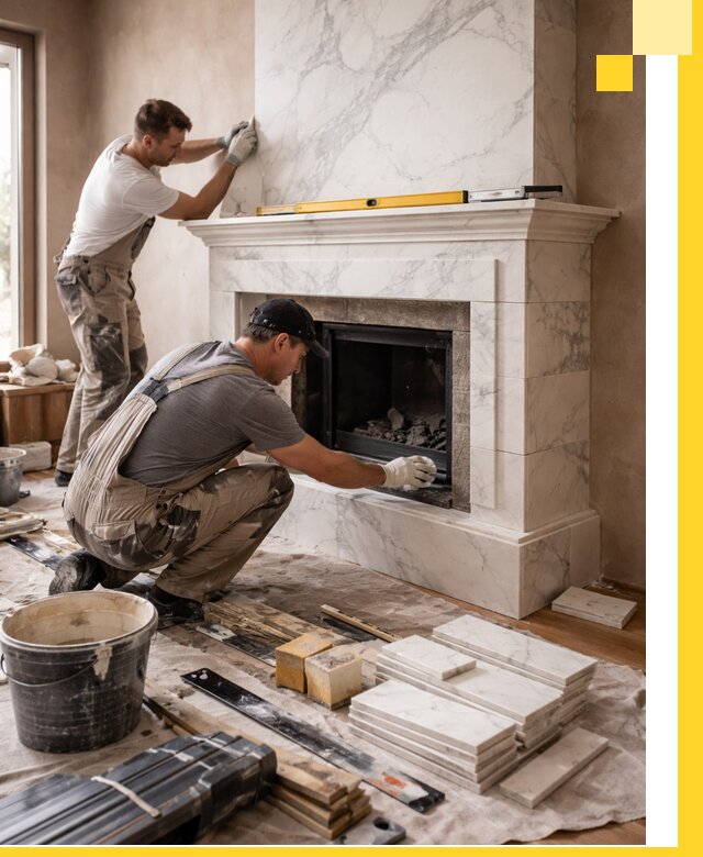 Отделка каминов в Грозном качественные облицовочные работы