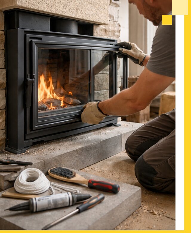 Производство, монтаж и доставка каминов со стеклом в Грозном