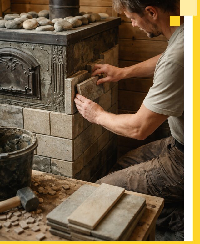 Облицовка банных печей в Грозном профессиональная отделка