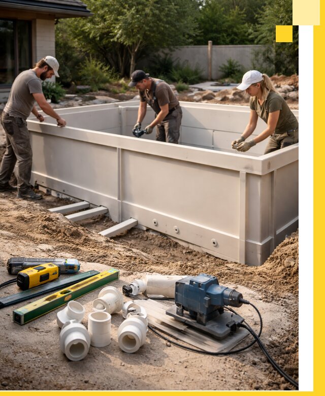 Установка полипропиленовых бассейнов под ключ в Грозном