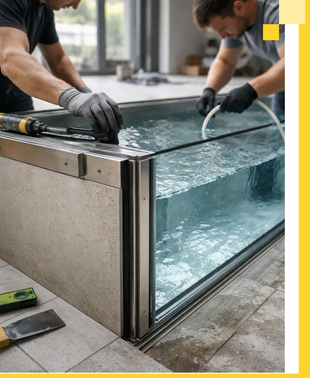 Проектирование и монтаж стеклянных бассейнов в Грозном