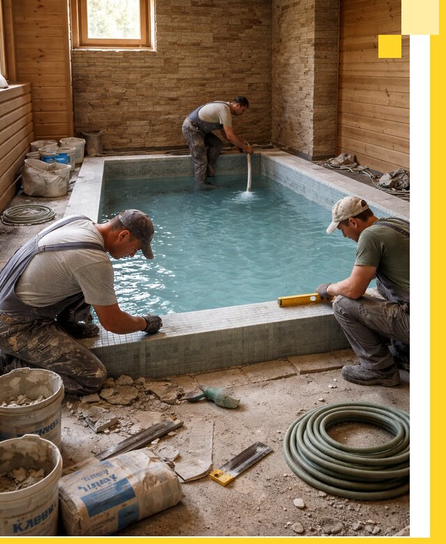 Проектирование и строительство бассейнов для бани в Грозном