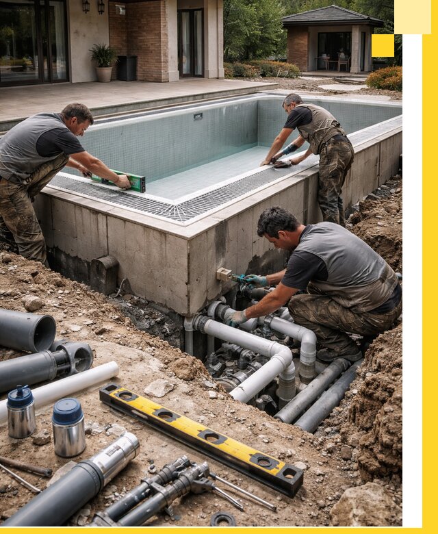 Строительство переливных бассейнов в Грозном под ключ