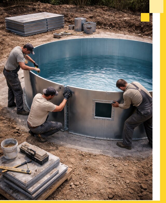 Круглые бассейны под ключ в Грозном проектирование и монтаж