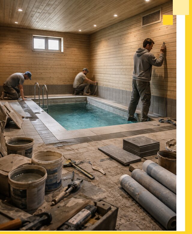 Строительство бани с бассейном и сауной под ключ в Грозном