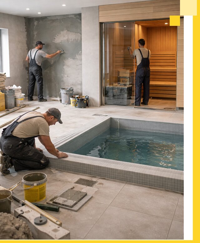 Проектирование и строительство сауны с бассейном в Грозном