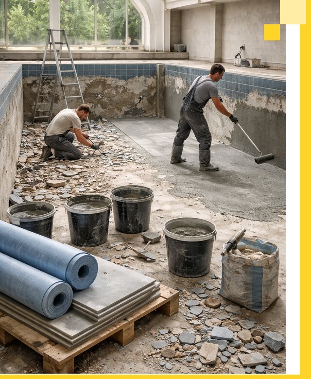 Реконструкция бассейнов в Грозном: ремонт, гидроизоляция