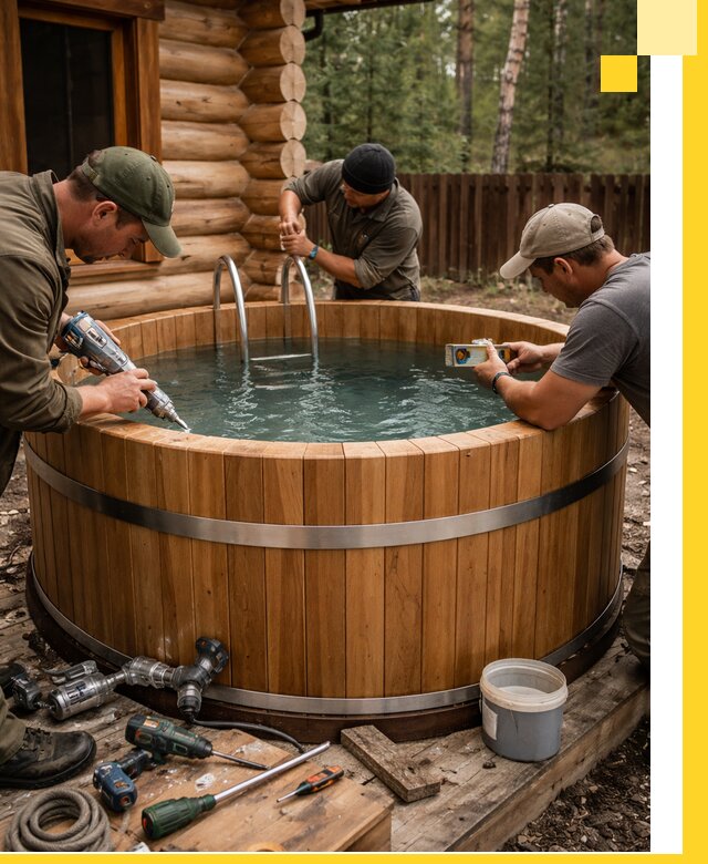 Строительство бань с купелью под ключ и отделкой в Грозном