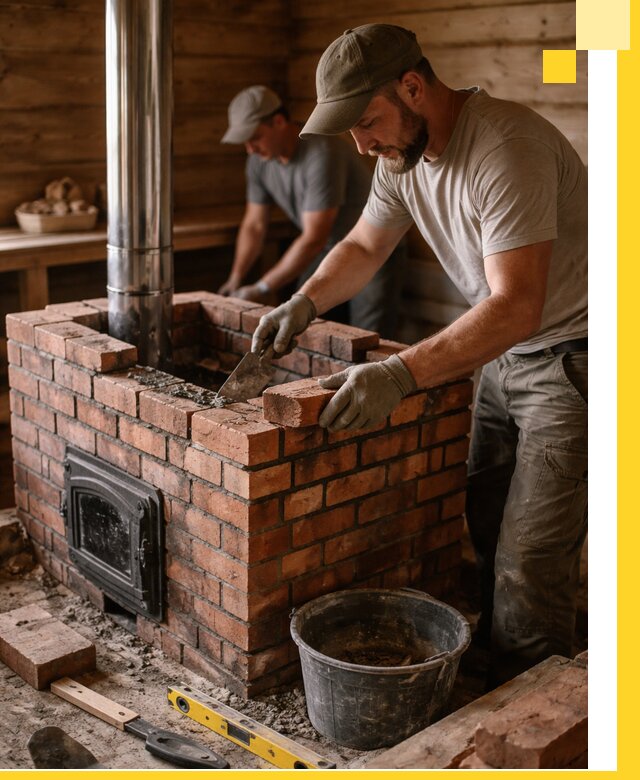 Кирпичные печи для бани под ключ в Грозном, проект и монтаж