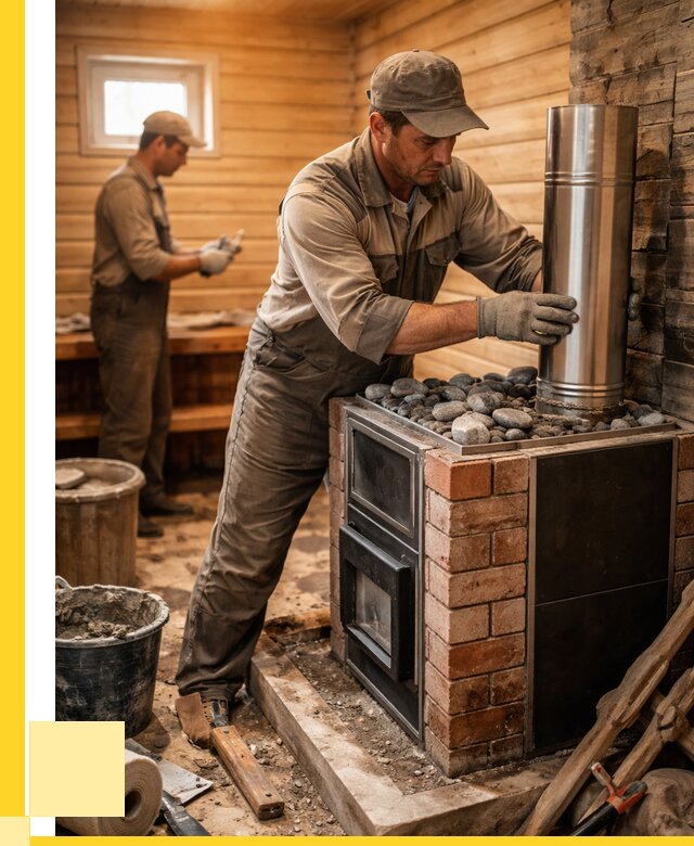 Монтаж печи в бане под ключ в Грозном от 20522 р. | ЭриданГрз