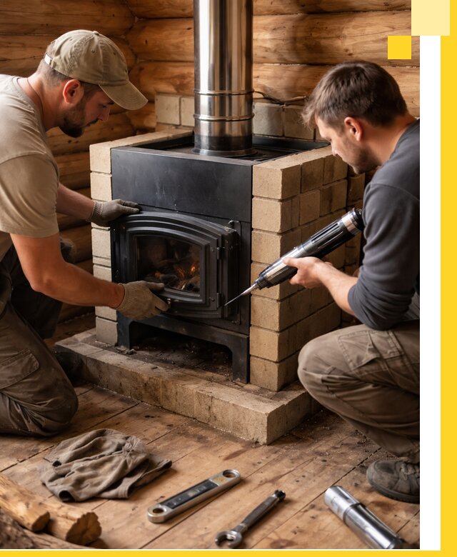 Монтаж и установка печи в бане под ключ с гарантией в Грозном