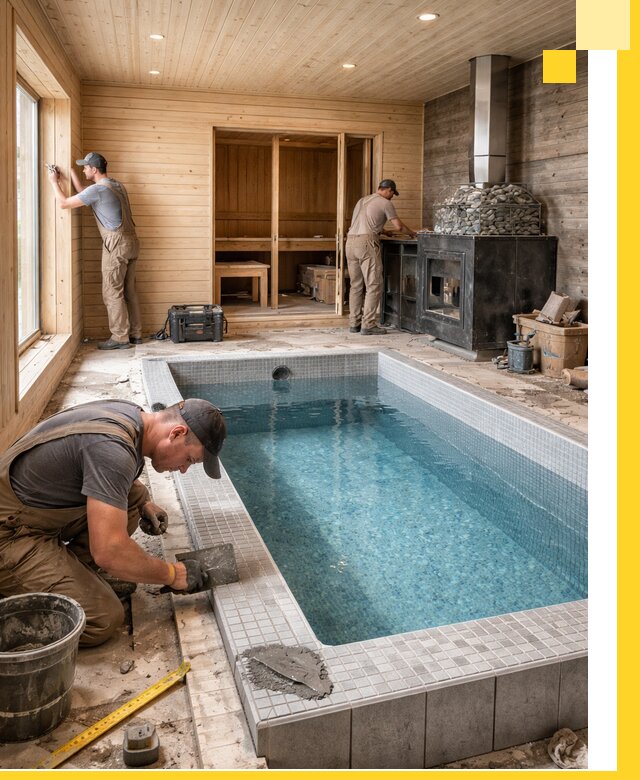 Проект бани с бассейном и сауной в Грозном под ключ