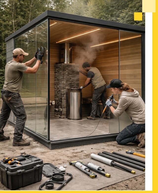 Проектирование и строительство стеклянных бань в Грозном