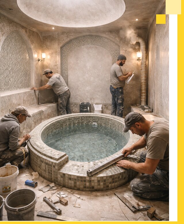 Профессиональное строительство хамама с бассейном в Грозном под ключ