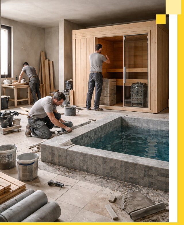 SPA зоны под ключ с бассейном сауной и печью в Грозном